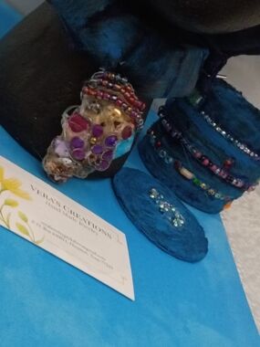 Handcrafted Multicolor Beaded Statement Ring  Necklace and Earrings